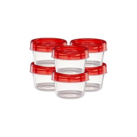 Elegant Disposables (4 Ounce 10 Pack) Twist cap Containers Clear Bottom With Red Top Screw on Lids Twist Top Food Storage Freezer Reusable Containers Cover