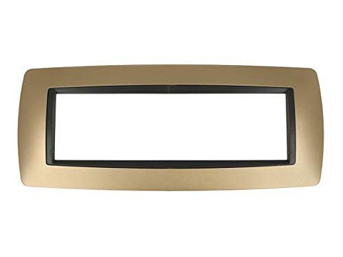 Placca Bombe 7M 7 Moduli Posti Compatibile Con Bticino Living International Per Scatola 507 (Oro)