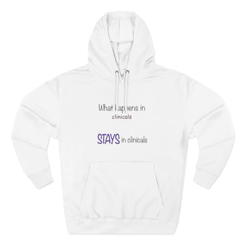 3dRose What happens in clinicals, Purple Three-Panel Fleece Hoodie White/L