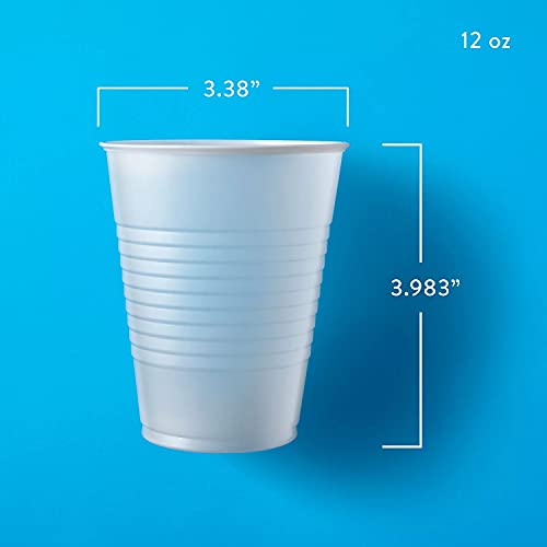 Supellectilem 12 oz Plastic Cups Disposable - 300 Value Pack | Clear Translucent Disposable Cold Plastic Cups | Premium Quality Shatter Resistant Party Water Cups