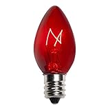 25 Pack C7 Outdoor String Light Christmas Replacement Bulbs Red C7 E12 Candelabra Base 5 Watt...