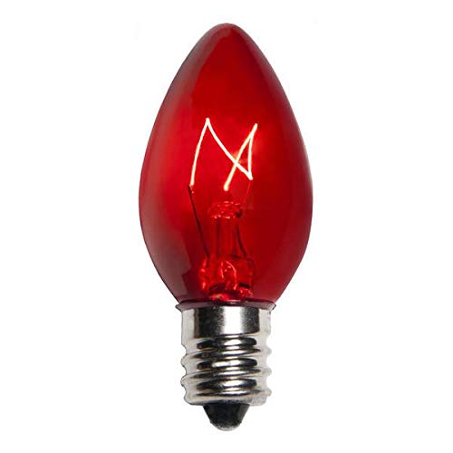 25 Pack C7 Outdoor String Light Christmas Replacement Bulbs Red C7 E12 Candelabra Base 5 Watt Holiday Light Depot