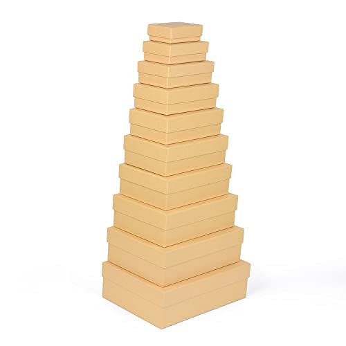 Boîtes cadeau, lot de 10, matériau solide recouvert de papier kraft fin, boîtes en papier kraft, également pour le scrapbooking