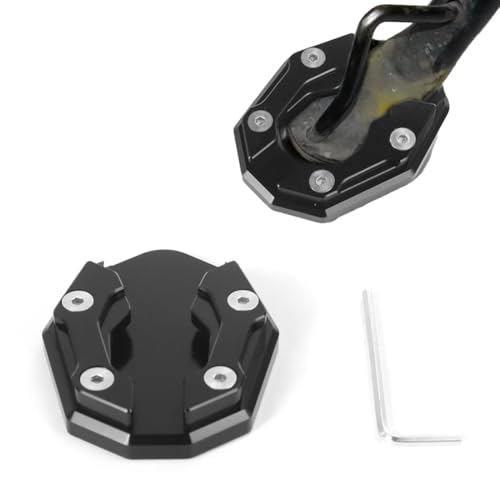 Soporte lateral para moto, caballete lateral para motocicleta, extensión de pata de cabra lateral, placa de extensión de pata de cabra de aleación de aluminio CNC, color negro