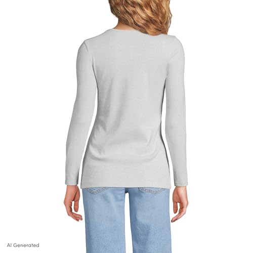 Image of Lands' End Women's Cotton Rib Knit T-Shirt