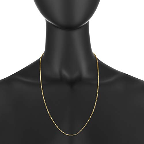 The Bling Factory 2mm 24k Yellow Gold Plated Stainless Steel Square Box Chain Necklace3