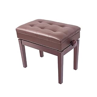 KOIAMVZW Tabouret de Piano en Simili Cuir avec Compartiment de Rangement, Cadre en Bois Massif, capacité de Charge jusqu’à 180 kg, Hauteur réglable de 10 cm, 55 x 34 x 47-57 cm, Marron - Les Beatles, Paul McCartney, John Lennon, RIngo Starr, George Harrison