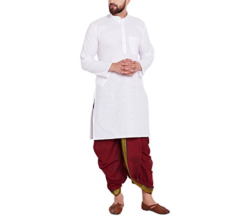 Image of SOJANYA (Since 1958 Men's Brown and Black Cotton Dhoti Kurta Set