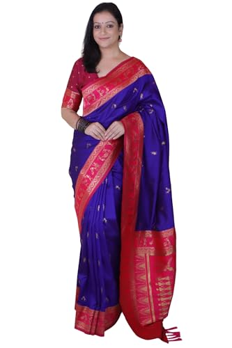 Image of SGF11 Women's Kanjivaram Pure Soft Silk Saree With Unstitched Blouse Piece