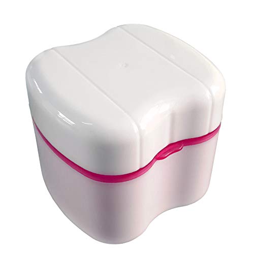 Gus Craft Denture Box with Specially Designed Holder for Rinse Basket, Great for Dental Care, Easy to Open, Store and Retrieve (Carnation Pink)