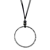 ASTER ALHELÍ - Colgante Mujer Largo con Piedra Natural Ojo de Tigre y Zamak Dorado o Plateado - Diseño Artesanal con Altura Ajustable - Collar Moderno Grande Mujer Ideal para Regalo (Plateado)