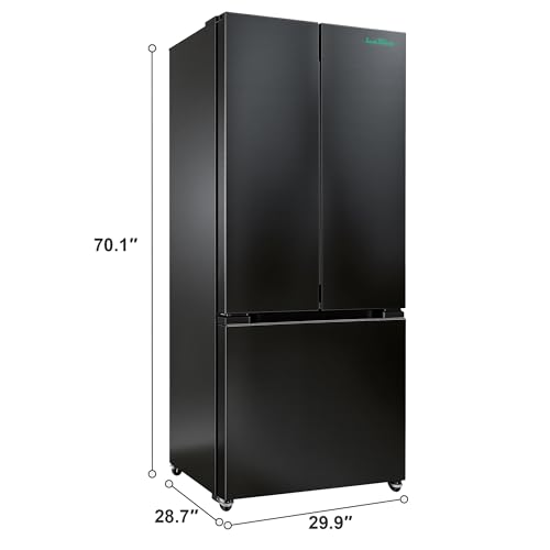 Iceblue 17.7 Cu.Ft. French Door Refrigerators, 30\" Full Size Refrigerator, Beverage Refrigerator with Bottom Freezer, Frost Free Beverage Fridge - Black Stainless Steel