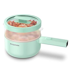 Electric Hot Pot, 1.5L Portable Non-Stick Electric Cooker with Steamer, Multifunction Electric Pot for Stir Fry, Roast, Egg, Ramen Cooker with Dual Power Control for Dorm and Office, Green