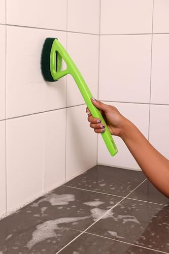 Image of Bathroom Tile Scrubber Brush- Cleans Tiles, Hard to Reach Corners, Floors, Tough Stain Removal, Ergonomic Handle for Excellent Grip, Triangular Head for Easy Cleaning (Pack of 2)