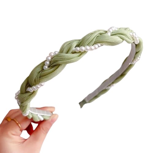 WANYI 2 Piezas Diadema Mujer Cinta Pelo con Perlas Diademas Niña Lindo Moda Accesorios Pelo Para Mujer y Niña(Verde)