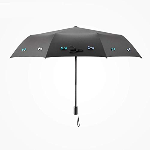 Preisvergleich Produktbild HQQSC Gedruckt DREI Falzschirme, Rückabweisende Regenschirme Sonnenschutz mit Glue Anti UV-Beschichtung Reise-Regenschirm, Blockieren von UV Regenschirm (Color : Black)