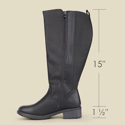 Women's Extra Wide Calf Knee High Boots with Side Zipper and Stretch Panel2