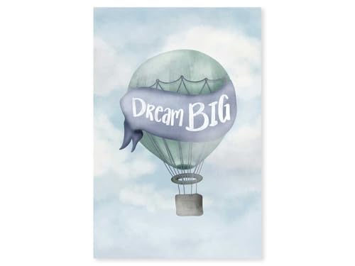 Affiche enfant rêver grand bleu 40x60 cm avec cadre noir fabriqué en France