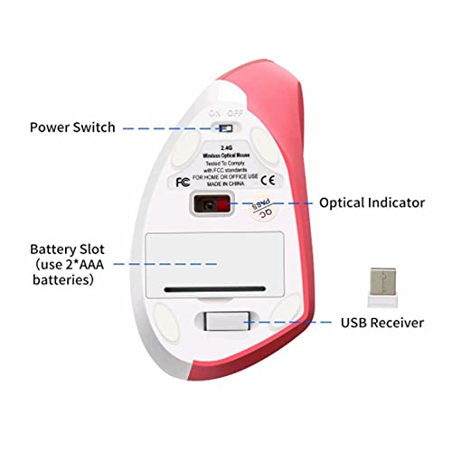Image of Vertical Mouse, Ergonomic Vertical Mouse, 2.4G High Precision Optical Mice 800 /1200 /1600 for PC Laptop Desktop Mac (Wireless Pink)