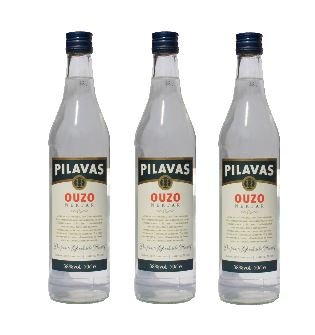 3x Ouzo Nektar Pilavas 38%-Vol. 3 Flaschen a 700 ml Set Griechenland + 2 Probier Sachets Olivenöl aus Kreta a 10 ml
