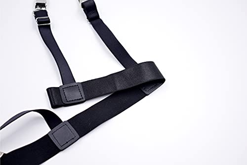 Image of VINAIDA Shirt Stays for Men, Adjustable Elastic Shirt Garter and Shirts Holder Securing Position with Non-slip Locking Clamps for Police Military, Black