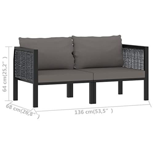 Patio Furniture Canapé 2 places avec coussin Anthracite Polyrotin – Image 3