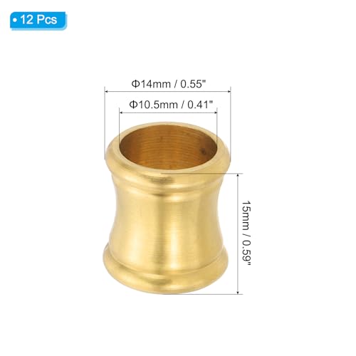 Image of PATIKIL Lamp Solid Brass Neck, 12 Pcs Turned Brass Spindle Slips Lamp Finial Pipe Light Fixture for 1 /8 IP or M10 Lamp Rod Light Repair Decoration, 14x15mm