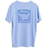 Hang Loose Back 100% Organic PIMA Cotton T-Shirt - Premium Ultra Soft and Long Lasting tee for Men and Women - Short Sleeve- Light Blue