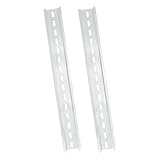 YOLCAR Silver Aluminum Rails, 2 Pack, 300mm Long x 35mm Wide x 7.5mm High, Ideal for Industrial Control Panels and Telecommunications Equipment