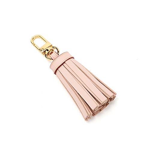 Handmade Vachetta Leather Mini Tassel to Dress Up Pochette Eva Clutch Wallet (Apricot)