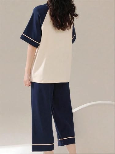 Image of Lymio Womens Korean Night Dress | Full Pyjama Set | Korean Nightsuit | Women Nightwear |Round Neck Full Sleeve Nightsuit | Loungewear | Everyday Nightdress (W-ND-1)