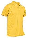 MAGCOMSEN Mens Golf Polo Shirt Cotton Pique Short Sleeve Casual Summer Shirts Moisture Wicking Work Shirt Yellow,XL