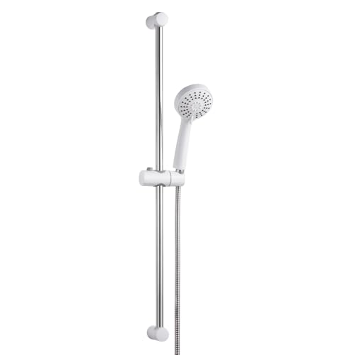 OFFO Ensemble Barre de Douche Colonne de Douche sans Mitigeur en Acier Inoxydable de 80 cm avec Tuyau de 1.6 m Pommeau de Douche (3 Modes 100 mm) et Support...