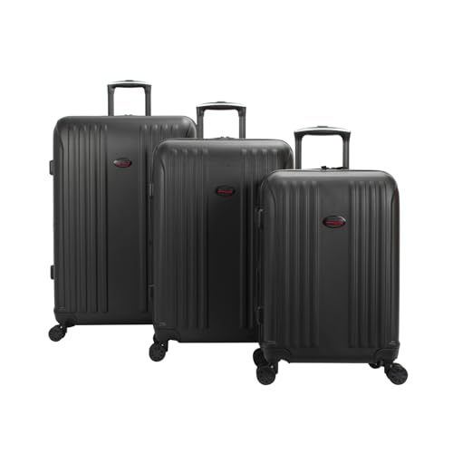Luggage Set Spinner Hardside Travel Suitcase 3 Piece Black Rolling Bags - Main Image