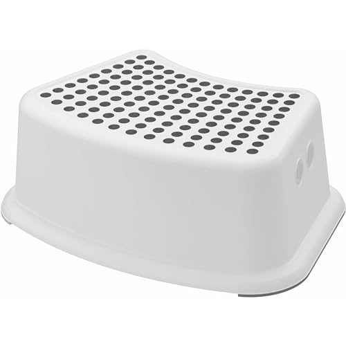 SAVEX Plastic Child Foot Step Stool Non-Slip Cover on Top For Children Practical Non-Slip Toilet Step Multiuse Booster Step Toddler Potty Training (Grey)