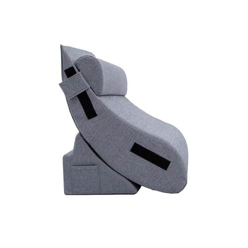 ERRULAN Wedge Pillow with Large Capacity Pocket, Back Pillow for Working & Reading & Sleeping, Bed Rest Pillow with Hidden Zipper Fabric(Blue,Small)