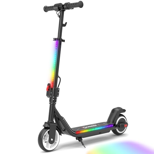 iScooter Patinete eléctrico para niños de 8 a 14 años, 250 W con Bluetooth y luz (7 Colores y 3 Modos), 3 Modos de conducción 8/13/19 km/h, 60 Minutos de Tiempo de conducción hasta 15 km, Plegable y