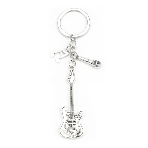 Tranbath Musical Keychain Keyring with Guitar Mic and Music Symbol Charms, Gifts for Women, Good Friend, Girlfriend, Teacher, Friend Birthday, Retirement, Travel, Friendship, Funny Keyring