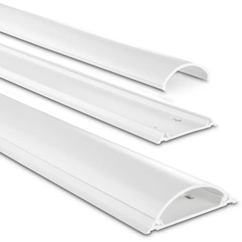 Hama Selbstklebender Kabelkanal Weiß (Kunstoffleiste 1 Meter Länge, für 8 Kabel, halbrunde PVC Kabelabdeckung, inkl. Klebestreifen der Marke 3M) Cover