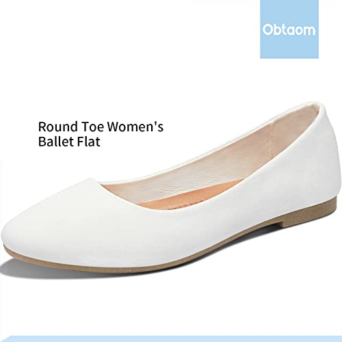 Image of Obtaom Round Toe Women Flat Shoes Slip on Girls Dress Black Ballet Flats