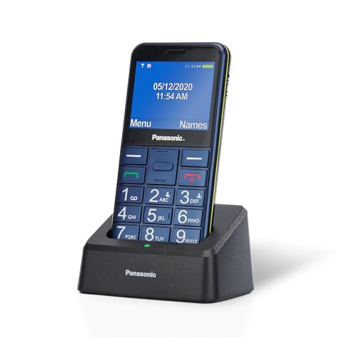 Panasonic KX-TU155 telefon komórkowy dla seniora (połączenia priorytetowe, czytelny ekran 2.4", podświetlane przyciski, jasna latarka LED), niebieski