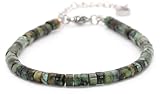 Echtes Afrikanischer Türkis Edelstein Armband mit 4mm Reifensteinen - Länge verstellbar - Heilstein Schutzstein Edelsteinarmband Glücksbringer Talisman Geschenk (Afr. Türkis, 18-23 Gold)