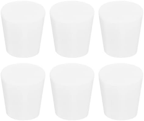 MECCANIXITY Silicone Rubber Tapered Plug 20mm to 25mm Solid Test Tubes Bungs Stopper White Translucent for Lab 6 Pieces