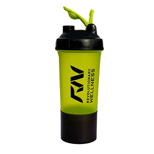 Revolutionary Wellness BPA-Free Plastic Shaker Bottle – Leak-Proof, Durable, Ideal for Protein & Workout Drinks (Black Green)
