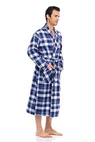 American Heaven Roupão masculino de flanela de flanela | Robe xadrez de comprimento total com gola x