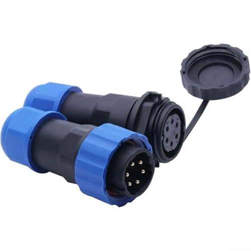 SP20 IP68 Lot de 2 connecteurs aviation en ligne pour câbles de données extérieurs, lignes électriques et installations électriques dans des endroits humides ou poussiéreux (6 broches)