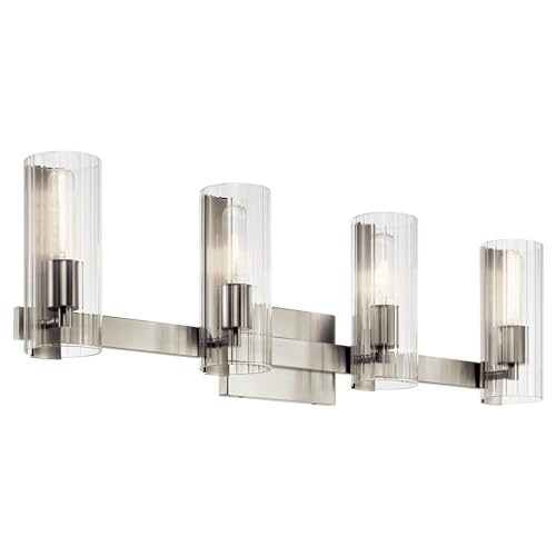 Kichler Jemsa 4-Light Bathroom Vanity Light Fixture with Clear Fluted