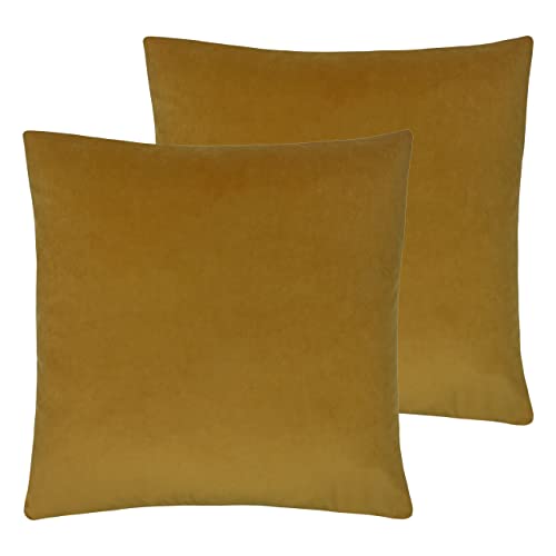 Evans Lichfield Sunningdale Polyester Filled Cushions (Twin Pack), Saffron, 50 x 50cm