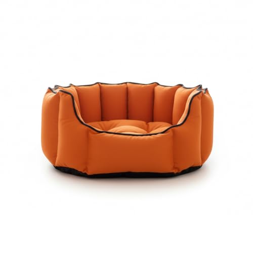PETS EMPIRE Round Shape Bed for Small Dogs, Puppies, Kittens & Cats – Soft Plush Comfortable Pet Cushion, Washable & Lightweight Sleeping Nest, Ideal Pet Bed for Indoor Use (Small, Tangerine Orange)