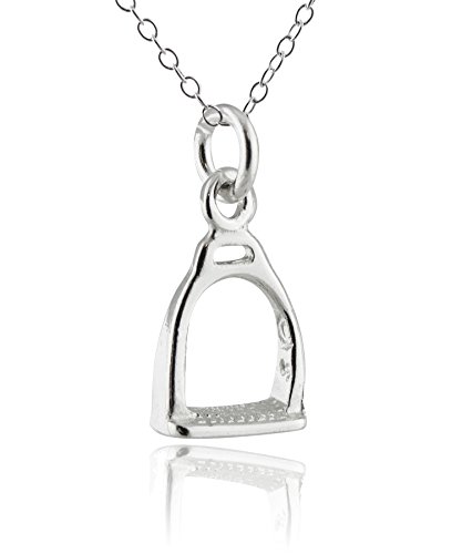 Sterling Silver Stirrup Charm Pendant Necklace, 18" Chain Cover